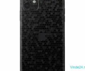 Folie autocolanta Skin, pentru Apple iPhone 15 Plus, HoneyComb Negru, protectie spate