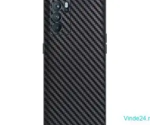 Folie autocolanta Skin, pentru Oppo Reno10, carbon negru, protectie spate