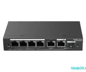 Switch 4 porturi PoE+, 2 porturi GE, 1 port SFP, Gigabit, Cloud Management - Ruijie RG-ES206GS-P