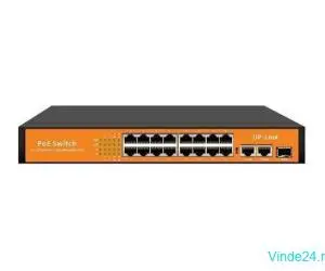 Switch PoE 16x10/100 + 2x100/1000Mbps + 1xSFP, 250m, max 300W - BestNPS NPS16F2G1G