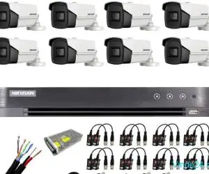 Sistem supraveghere 8 camere Hikvision 8MP 4 in 1, 2.8mm, IR 60m, DVR 8 canale 4K 8MP, accesorii