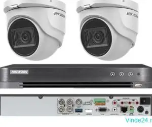 Kit supraveghere Hikvision 2 camere interior 4 in 1, 8MP, 2.8mm, IR 30m, DVR 4 canale 4K 8MP