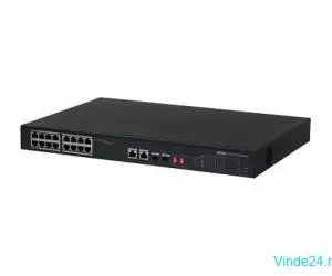 Switch Dahua PFS3218-16ET-135 16 porturi PoE + 2 Port Gigabit + 2 SFP Combo, 135W, PoE Watchdog