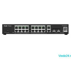 Switch 16 porturi PoE+, 2 porturi GE, 2 porturi SFP, Gigabit, Cloud Management - Ruijie RG-ES220GS-P