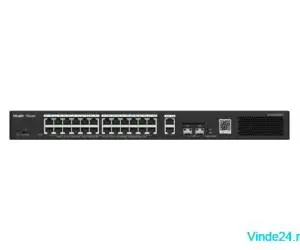 Switch 24 porturi PoE, 2 porturi GE, 2 porturi SFP, Gigabit, Cloud Management - Ruijie RG-ES228GS-P