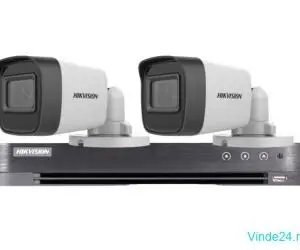 Sistem supraveghere Hikvision 2 camere 5MP, lentila 2.8mm, IR 30m, DVR 4 canale 5MP, AUDIO