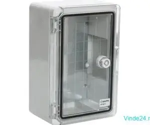 Cutie distributie, gri, usa transparenta, placa metalica, IP65 400x500x240 mm PP3017