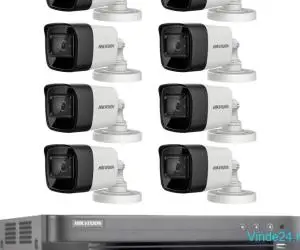 Sistem de supraveghere Hikvision 8 camere 4 in 1, 8MP IR 30m, DVR 8 canale 8MP, 4K