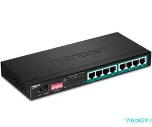 Switch 8 porturi Gigabit Long Range 200m PoE+ - TRENDnet TPE-LG80