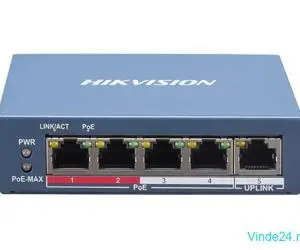 Switch 4 porturi PoE, 1 port uplink RJ45, SMART Management - HIKVISION DS-3E1105P-EI