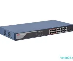 Switch 16 porturi PoE 100Mbps, 2 port uplink Gigabit, SMART Management - HIKVISION DS-3E1318P-EI