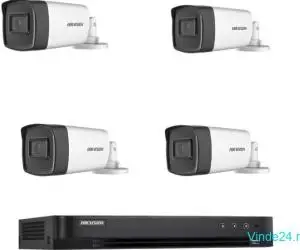 Kit supraveghere 4 camere exterior FULL HD Hikvision 40m infrarosu si DVR 4 canale Hikvision