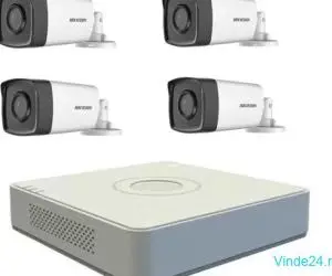 Kit supraveghere Hikvision Turbo HD 1080P cu 4 camere cu IR 80 m, vizualizare pe internet