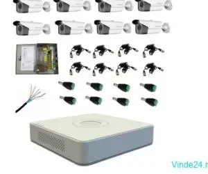 Kit sistem complet 8 camere supraveghere exterior HIKVISION FULL HD 80 m IR