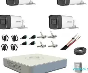 Kit sistem complet 4 camere supraveghere Hikvision 1080P 40 m IR lentila 2.8mm hard 1tb